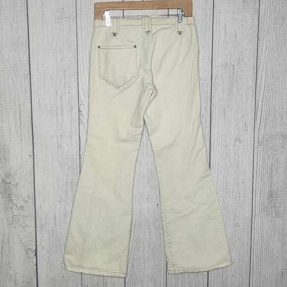 VTG 60s 70s White Sailor Flare Pants Snap Front High Waist Denim, 28x30 - Picture 6 of 8